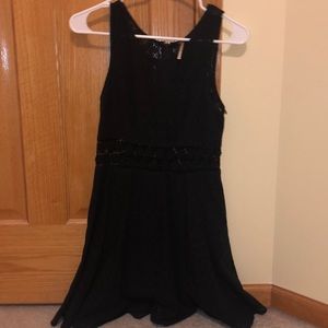 FP black lace dress with floral waist cutouts